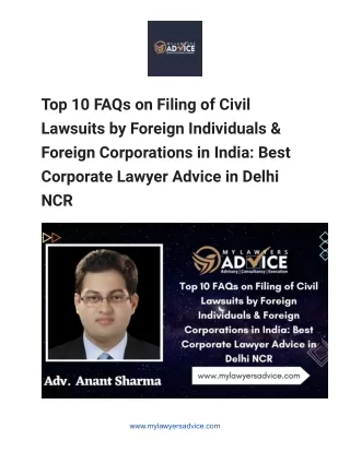 Top 10 FAQs on Filing of Civil Lawsuits
