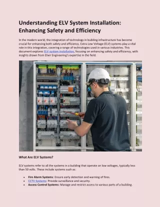 understanding elv system installation enhancing