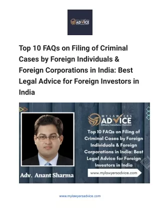 Top 10 FAQs on Filing of Criminal Cases by Foreign