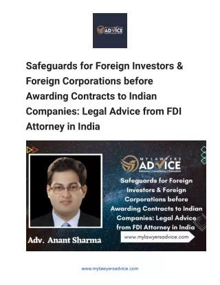Safeguards for Foreign Investors & Foreign Corporations