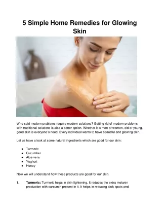 5 Simple Home Remedies for Glowing Skin