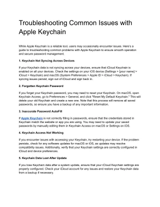 Troubleshooting Common Issues with Apple Keychain