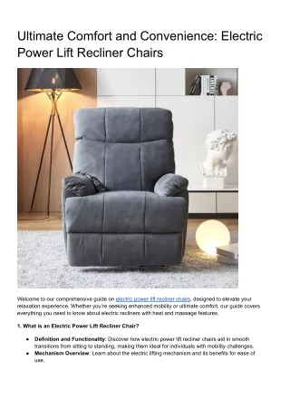 Ultimate Comfort: Electric Power Lift Recliner Chair with Heat and Massage Featu