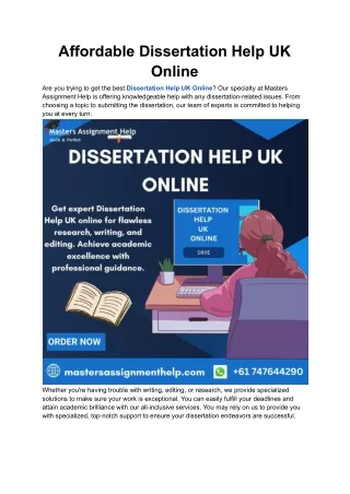 Affordable Dissertation Help UK Online