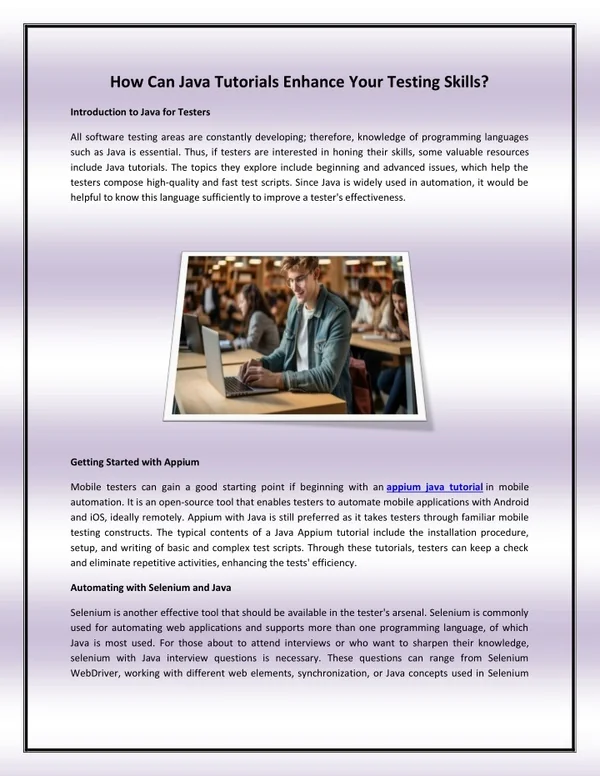 how can java tutorials enhance your testing skills