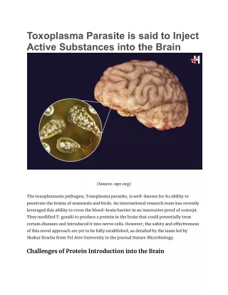 toxoplasma parasite is said to inject active