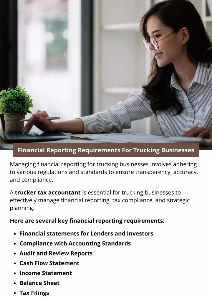 financial reporting requirements for trucking