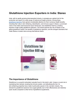 Glutathione Injection Exporters in India_ Stanex