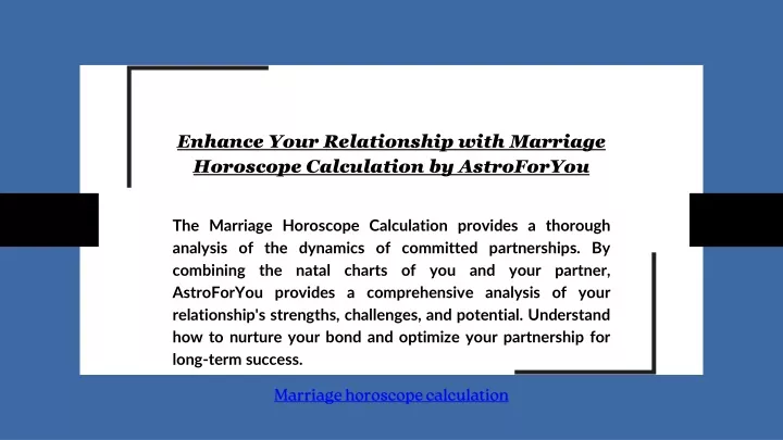 enhance your relationship with marriage horoscope