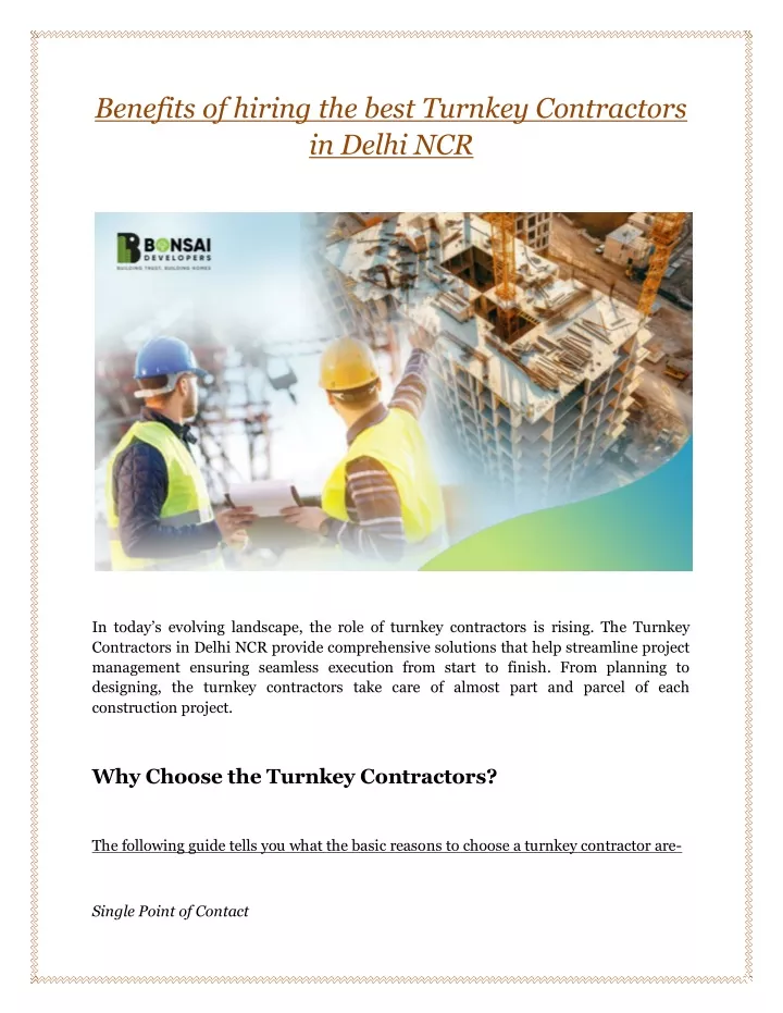 benefits of hiring the best turnkey contractors