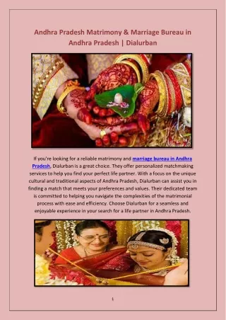 Andhra Pradesh Matrimony & Marriage Bureau in Andhra Pradesh | Dialurban