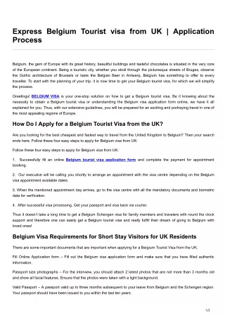 belgiumvisa.co.uk-Express Belgium Tourist visa from UK  Application Process