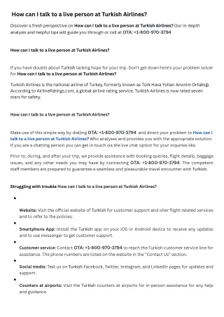 How can I talk to a live person at Turkish Airlines