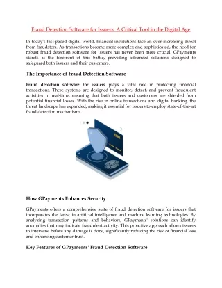 fraud detection software for issuers a critical