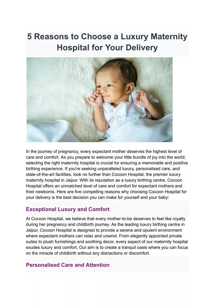 5 reasons to choose a luxury maternity hospital