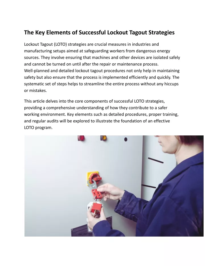 the key elements of successful lockout tagout