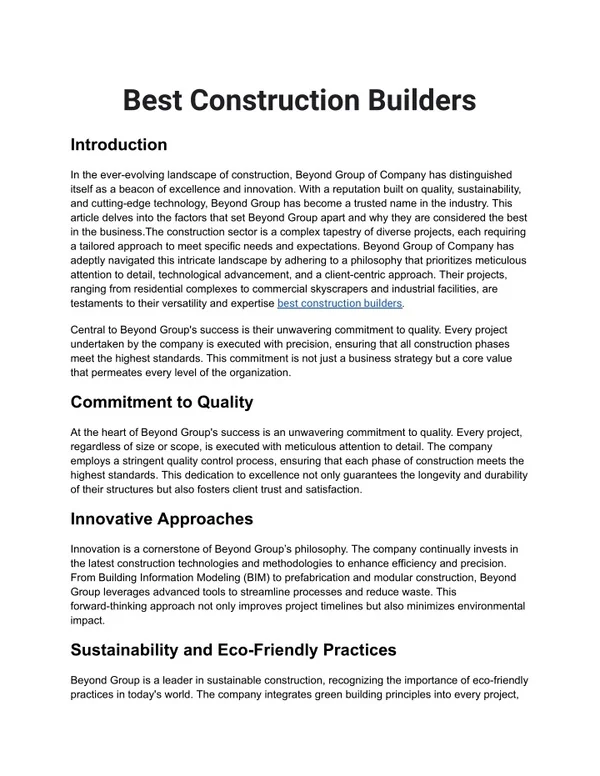 Best Construction Builders