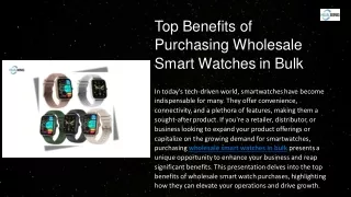 Top Benefits of Purchasing Wholesale Smart Watches in Bulk