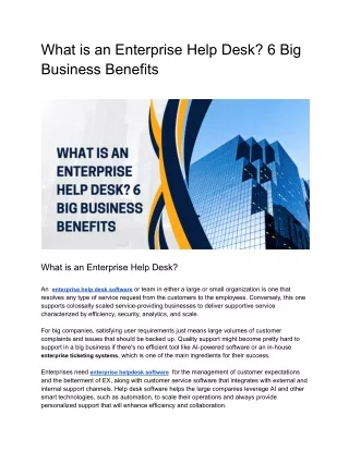 What is an Enterprise Help Desk 6 Big Business Benefits