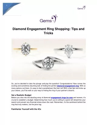 Diamond Engagement Ring Shopping Tips and Tricks