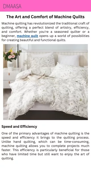 The Art and Comfort of Machine Quilts