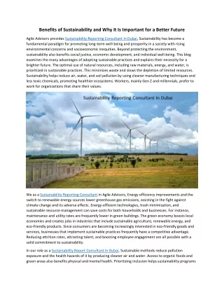 benefits of sustainability