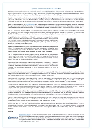 optimising performance with the u55 4 final drive