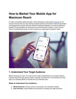 How to Market Your Mobile App for Maximum Reach