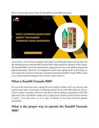 most common questions about the randm tornado