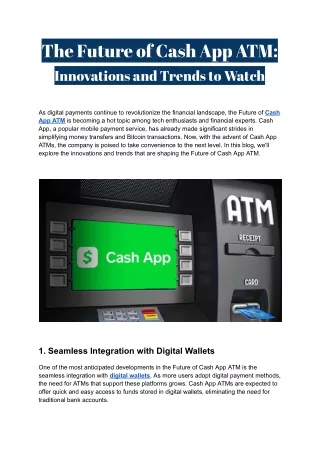 Future of Cash App ATM: Innovations and Trends to Watch