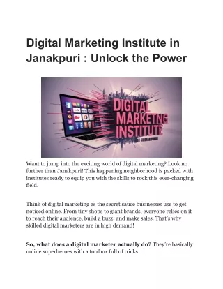 Digital Marketing Institute in Janakpuri _ Unlock the Power