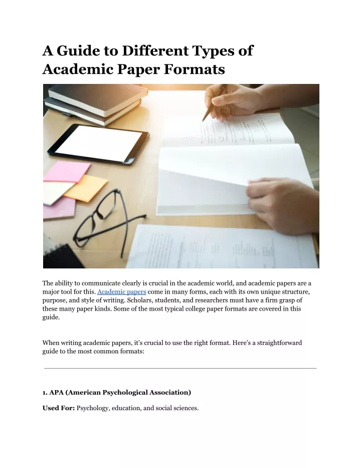 a guide to different types of academic paper