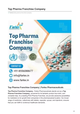 Top Pharma Franchise Company