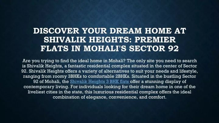 discover your dream home at shivalik heights premier flats in mohali s sector 92