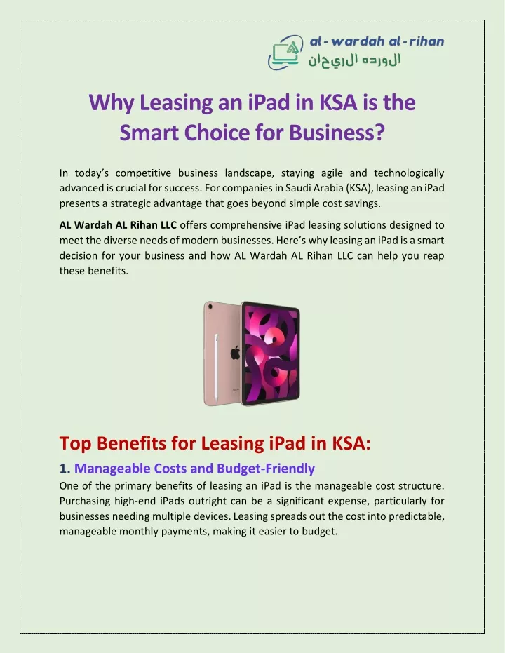 why leasing an ipad in ksa is the smart choice