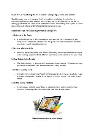 blog title mastering the art of graphic design