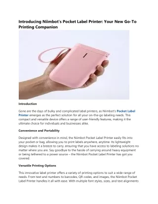introducing niimbot s pocket label printer your