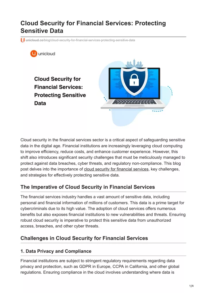 cloud security for financial services protecting