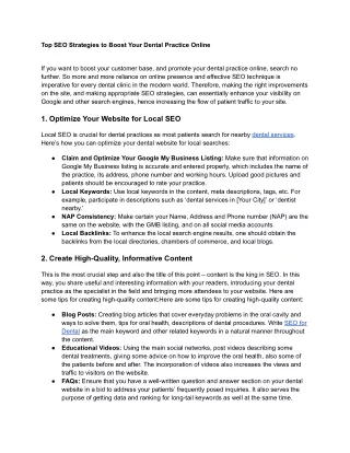 Top SEO Strategies to Boost Your Dental Practice Online