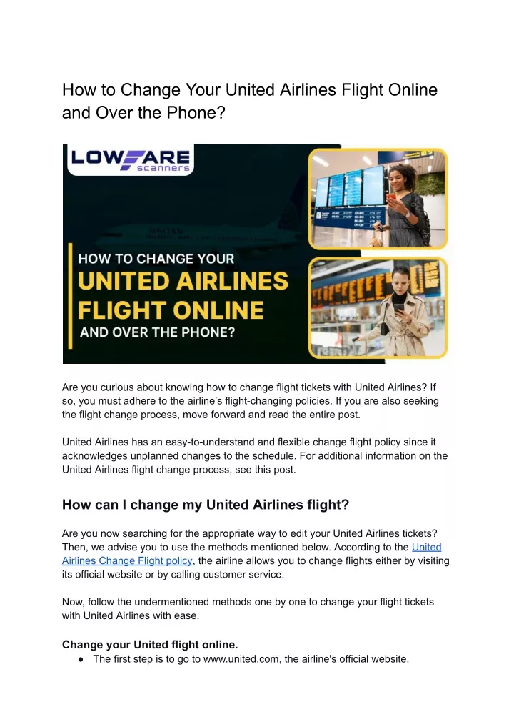 how to change your united airlines flight online