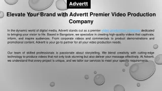 Elevate Your Brand with Advertt Premier Video Production Company