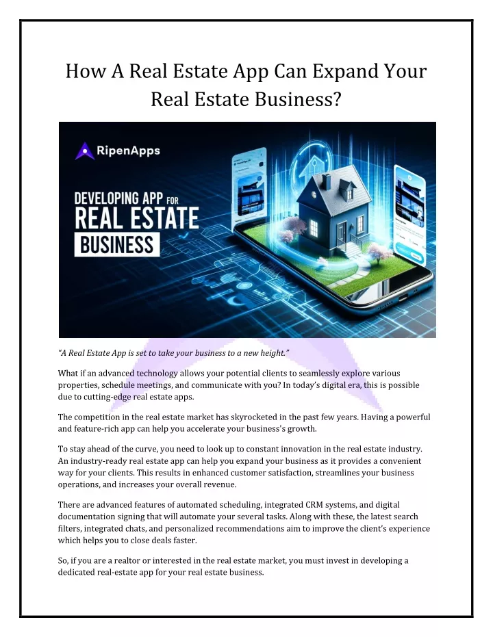 how a real estate app can expand your real estate