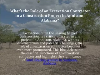 What’s the Role of an Excavation Contractor in a Construction Project in Anniston, Alabama