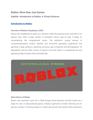 Roblox: More than Just Games