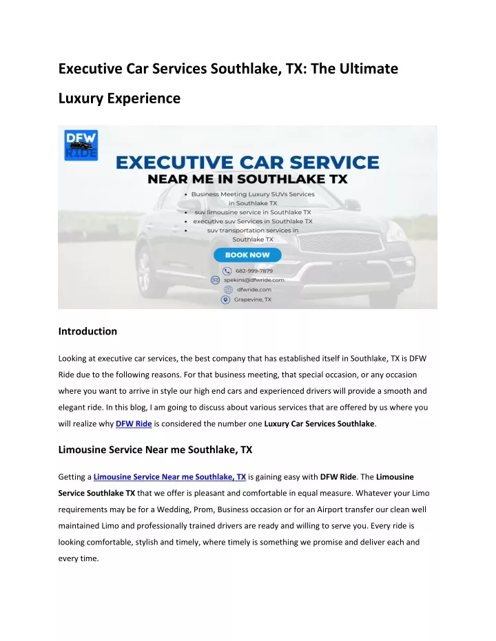 executive car services southlake tx the ultimate