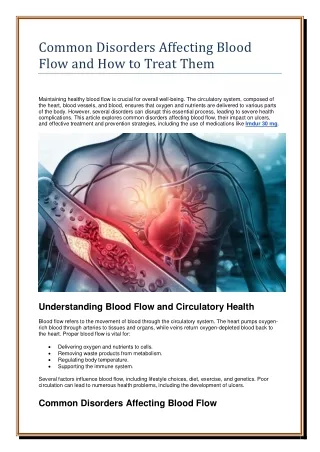 Common Disorders Affecting Blood Flow and How to Treat Them