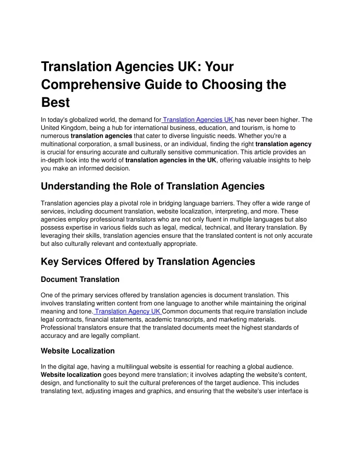 translation agencies uk your comprehensive guide