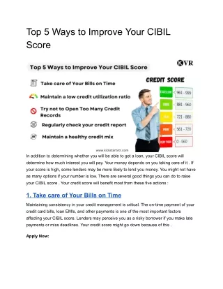 Top 5 Ways to Improve Your CIBIL Score