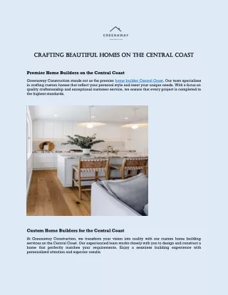Crafting Beautiful Homes on the Central Coast