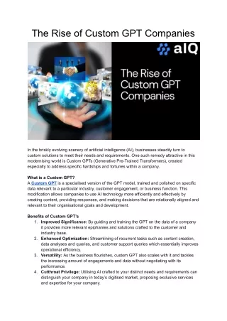 The Rise of Custom GPT Companies